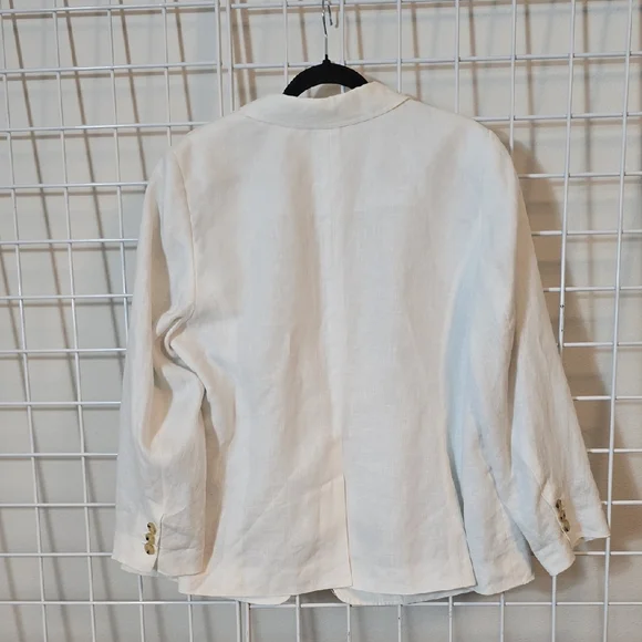 Talbots Classic 100% White Linen  Blazer Size 16WP - Picture 6 of 7